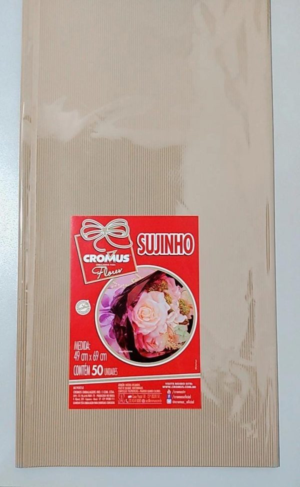 Embalagem Para Flores Cromus Listras Kraft Pacote 50 Unidades