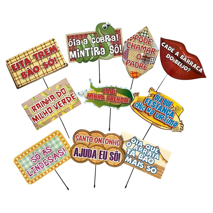 Enfeite Festa Junina Placas Divertidas Com 10 Unidades 474
