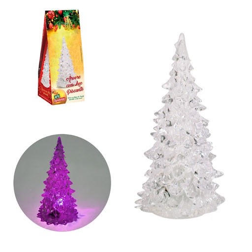 Enfeite Natal Arvore Acrilica Com Luz Piscante 15,5cm - Art Christmas