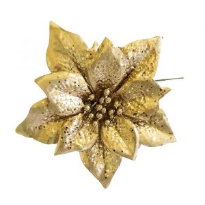 Enfeite Natal Bico De Papagaio Pick Metal Glitter Dourado Fosco 15x17cm - Magizi 26062