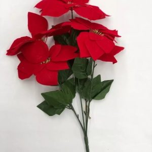 Enfeite Natal Bico Papagaio Vermelho 7 Flores 33cm