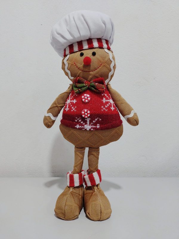 Enfeite Natal Boneco Biscoito Ginger Em Pé Pose 28cm Tricô - Magizi