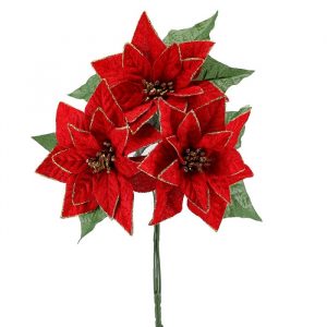 Enfeite Natal Bouquet Bico De Papagaio Glitter Vermelho 35cm - Magizi 22380