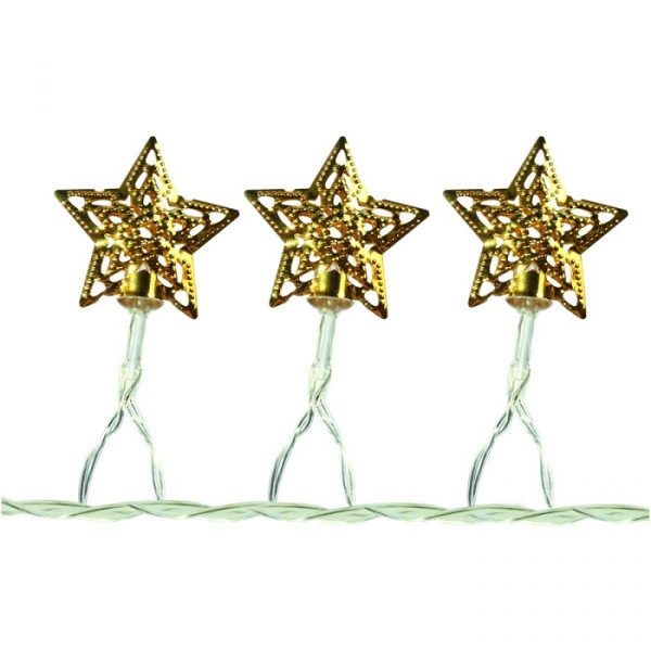Enfeite Natal Cordão 10 Estrelas Dourada 4cm 2.30 Metros Magizi 20136