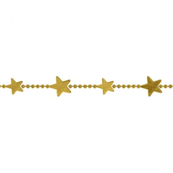 Enfeite Natal Corrente Cordão Estrelas Douradas 5P 2,7 Metros Dourado Magizi 25010