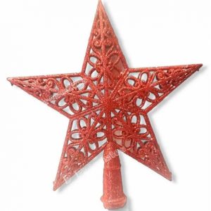 Enfeite Natal Ponteira Estrela 20x21cm Glitter Vermelho - Magizi 19771