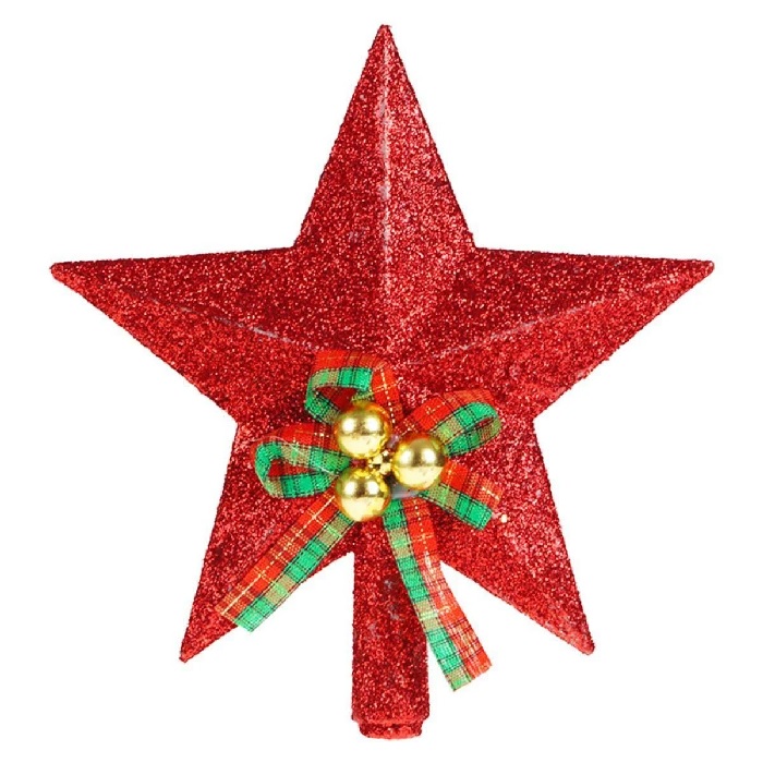 Enfeite Natal Ponteira Estrela Glitter Com Laço 15cm Sortidas - Art  Christmas Z5122BS763 - Papelaria Criativa