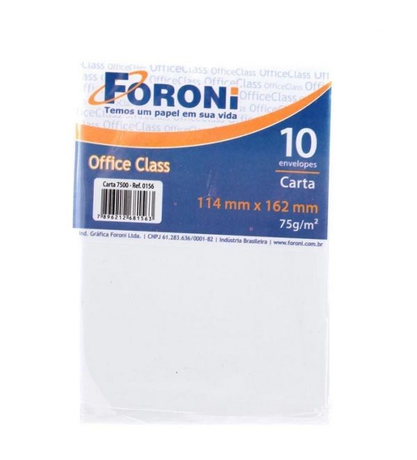 Envelope Carta Branco Sem CEP 114x162mm C/10 Unidades - Foroni 2901560
