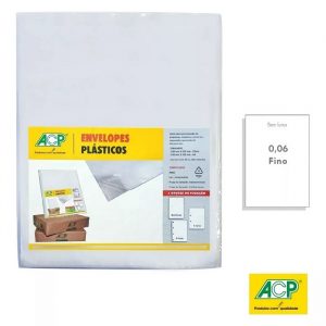 Envelope Saco Plastico Oficio 24X32CM Sem Furo Fino C/ 100 Unids - Acp