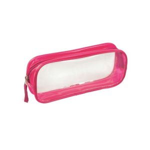 Estojo Escolar Retangular Transparente Grande Simples Pink Kit CH114R