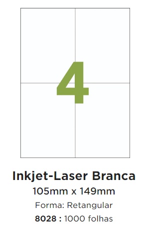 Etiqueta Adesiva A Inkjet E Laser Mm Branco C Fls