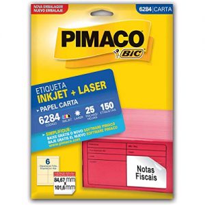 Etiqueta Ink-Jet + Laser Carta 84,67 x 101,6mm 6284 c/25 Fls - Pimaco