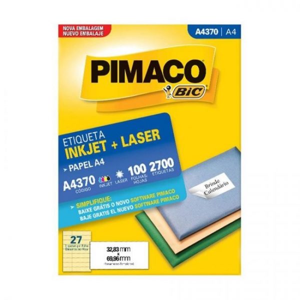 Etiqueta Pimaco A4 Laser 370 N27 100Fls 32,83X69,96MM