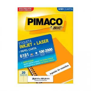 Etiqueta Pimaco Inkjet + Laser Carta 6181 N20 100Fls 25,4X101,6mm