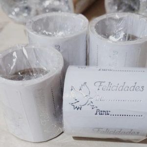 Etiquetas Adesivas Comemorativas Para Presente Felicidades De/Para Prata Rolo 100 Unidades