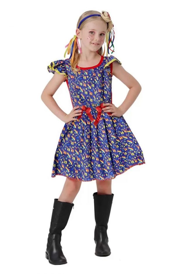 Fantasia Festa Junina Vestido Margarida Feminina Infantil G Fantasia Super JN3173