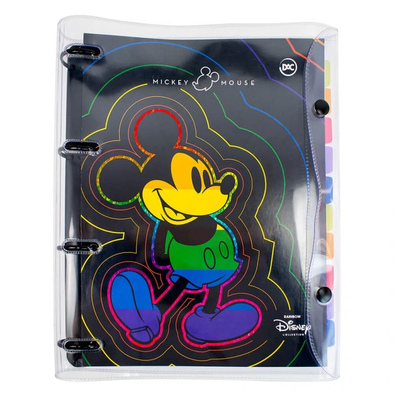 Fichário Argolado Universitário Disney Mickey Mouse Cristal 192 Folhas Dac 3608 Papelaria Criativa 9975