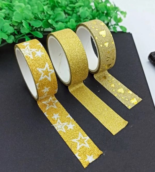 Fita Adesiva MJ Washi Tape Glitter Sortidas 15mmx3m 3 Rolos MJJ2461350