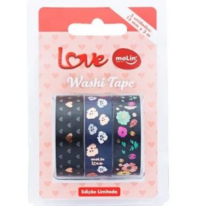 Fita Decorativa Washi Tape Love 3 Peças 15mm x 3mts Molin 23383