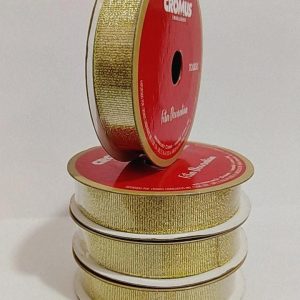Fita Presente 15mm Tecido Dourada Metro - Cromus 1014038