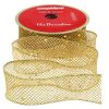 Fita Presente Aramada 38mm Glitter Tela Ouro Metro - Cromus 1694033