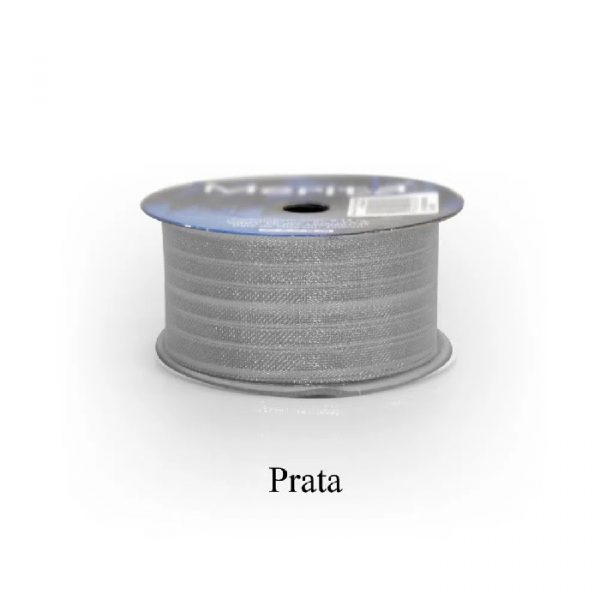 Fita Presente Aramada 38mm Prata Metro - Merita FM9853/38S