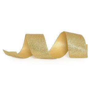 Fita Presente Aramada 38mm Tecido Glitter Dourada Metro - Cromus 1014377