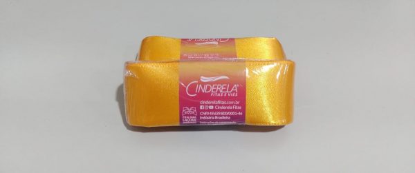 Fita Presente Cetim Cinderela Amarelo Ouro 005 38mm N°9 Rolo 10 Metros