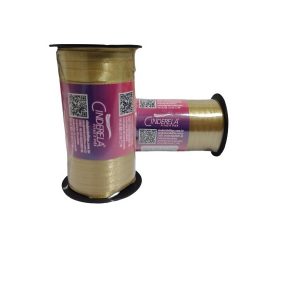 Fita Presente Cetim Cinderela Dourado 055 07mm N°1 Rolo 100 Metros