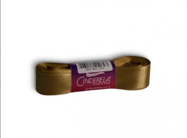 Fita Presente Cetim Cinderela Dourado 055 22mm N°5 Rolo 10 Metros