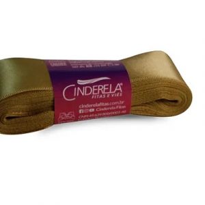 Fita Presente Cetim Cinderela Dourado 055 38mm N°9 Rolo 10 Metros