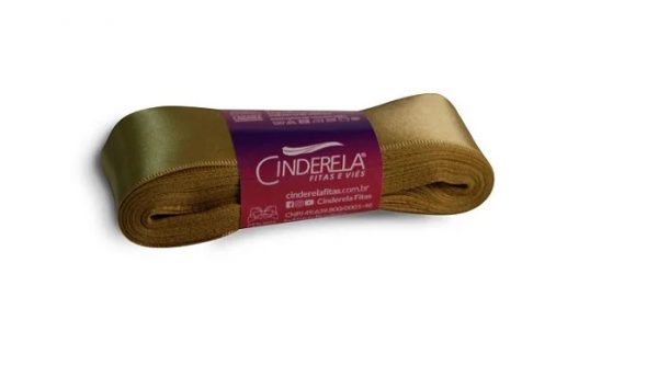 Fita Presente Cetim Cinderela Dourado 055 38mm N°9 Rolo 10 Metros