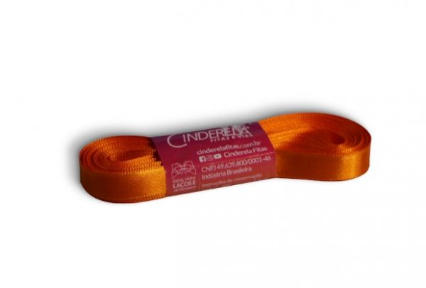 Fita Presente Cetim Cinderela Laranja 037 10mm N°2 Rolo 10 Metros