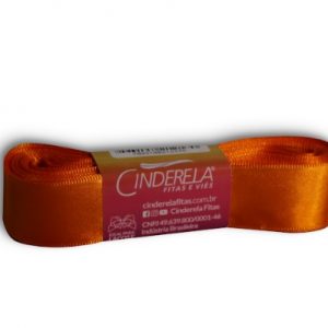 Fita Presente Cetim Cinderela Laranja 037 22mm N°5 Rolo 10 Metros