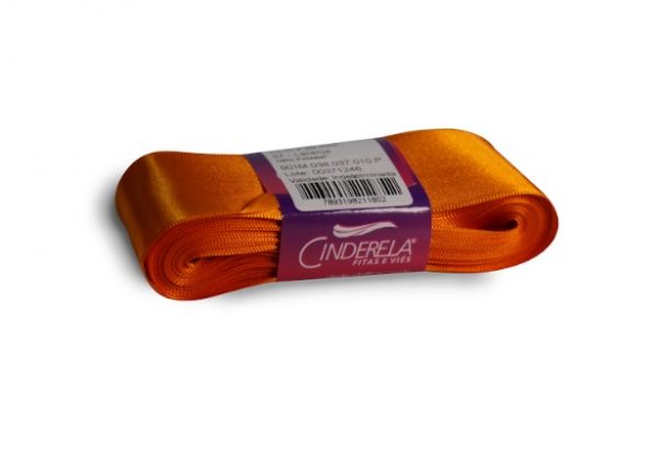 Fita Presente Cetim Cinderela Laranja 037 38mm N°9 Rolo 10 Metros