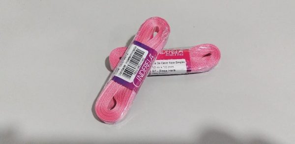 Fita Presente Cetim Cinderela Rosa Hera 097 10mm N°2 Rolo 10 Metros