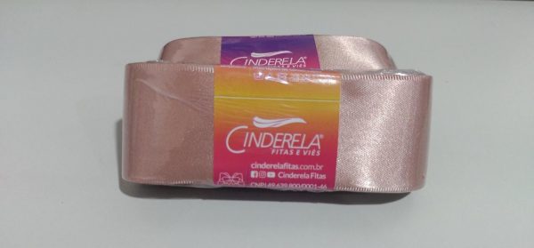 Fita Presente Cetim Cinderela Rose Gold 151 38mm N°9 Rolo 10 Metros