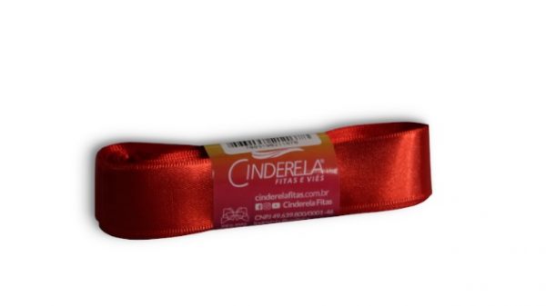 Fita Presente Cetim Cinderela Vermelho 008 22mm N°5 Rolo 10 Metros