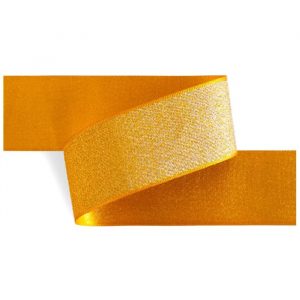 Fita Presente Cetim Lurex Cinderela Amarelo Ouro 005 22mm N°5 Metro