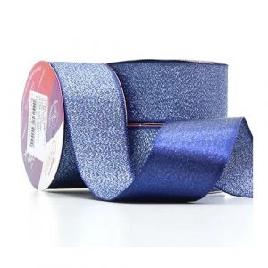 Fita Presente Cetim Lurex Cinderela Azul Marinho 009 38mm N°9 Metro