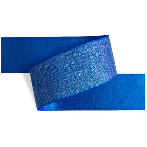 Fita Presente Cetim Lurex Cinderela Azul Royal 015 22mm N°5 Metro