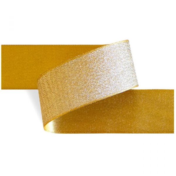 Fita Presente Cetim Lurex Cinderela Dourado 055 22mm N°5 Metro