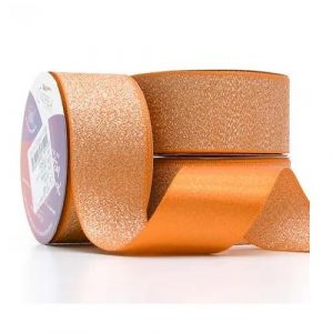 Fita Presente Cetim Lurex Cinderela Laranja 037 38mm N°9 Metro