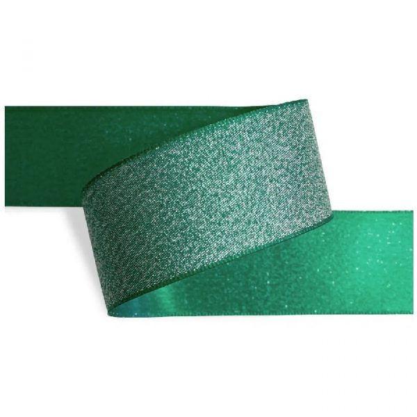 Fita Presente Cetim Lurex Cinderela Verde Amazonas 150 38mm N°9 Metro