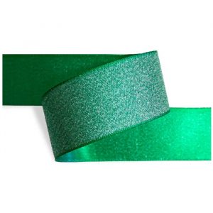 Fita Presente Cetim Lurex Cinderela Verde Bandeira 017 22mm N°5 Metro