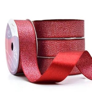 Fita Presente Cetim Lurex Cinderela Vermelho 008 22mm N°5 Rolo 10 Metros