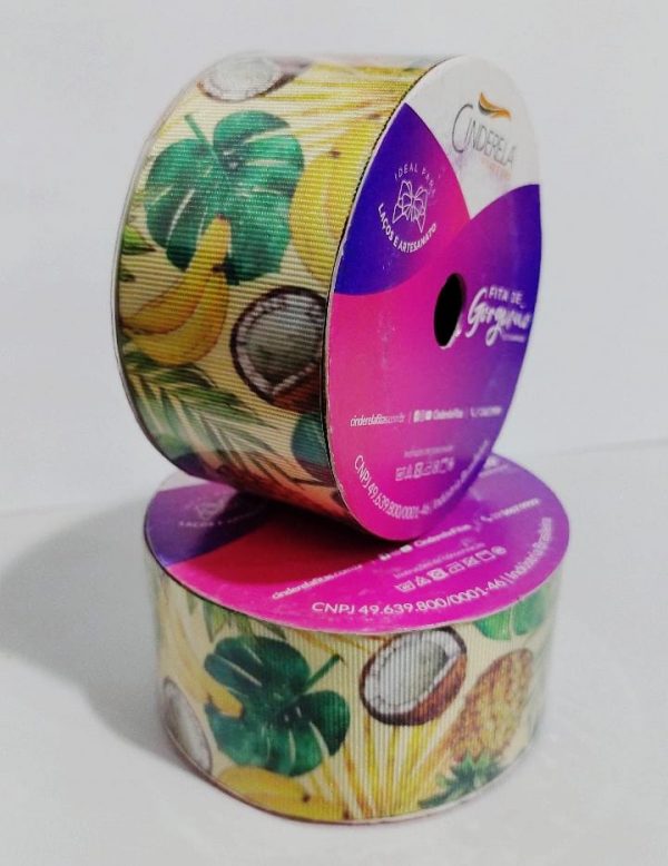 Fita Presente Gorgurão Cinderela Frutas 02 461 38mm N°9 Metro