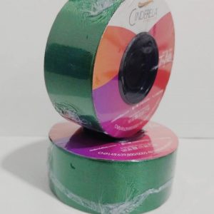 Fita Presente Tafeta Cinderela Verde Bandeira 017 35mm N°7 Rolo 50 Metros