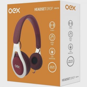 Fone De Ouvido Headset OEX Drop Com Fio Vinho HS210