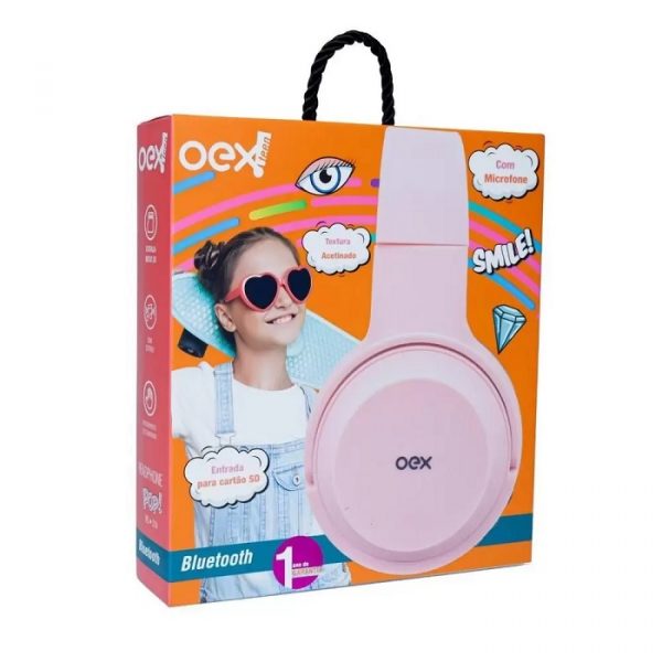 Fone De Ouvido Oex Headphone Bluetooth Pop Rosa HS314